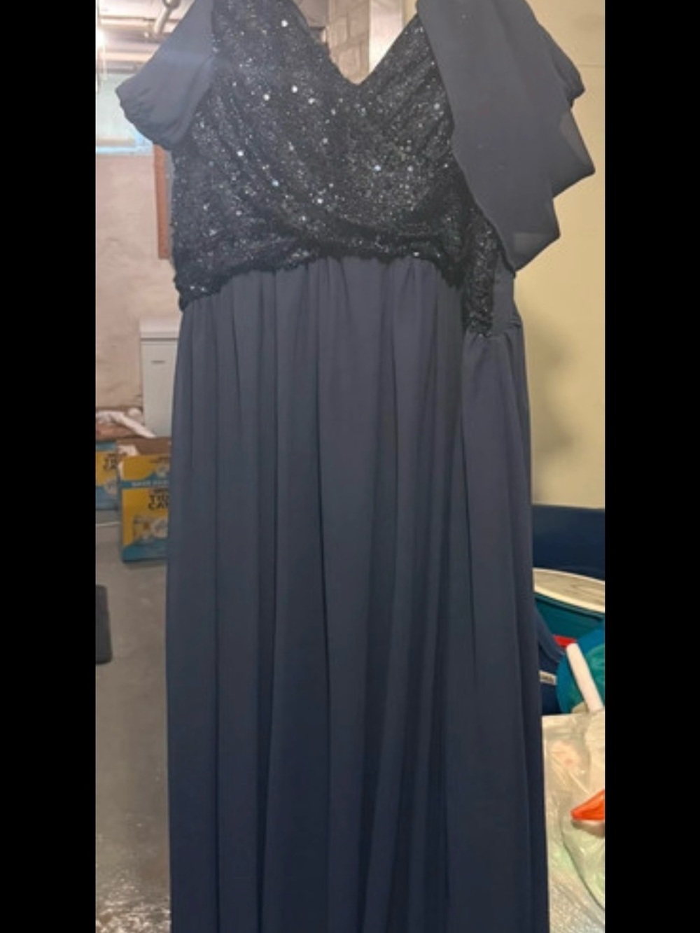 BCBG Navy Sequin Bodice Formal Girls Dress